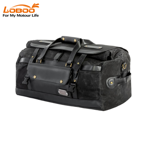 Bolsa Trasera Vintage LOBOO (40L) - Bolsa de Lona Impermeable para Motocicleta con Cierre Magnético de Roll-Top | Equipaje para Scrambler y Café Racer