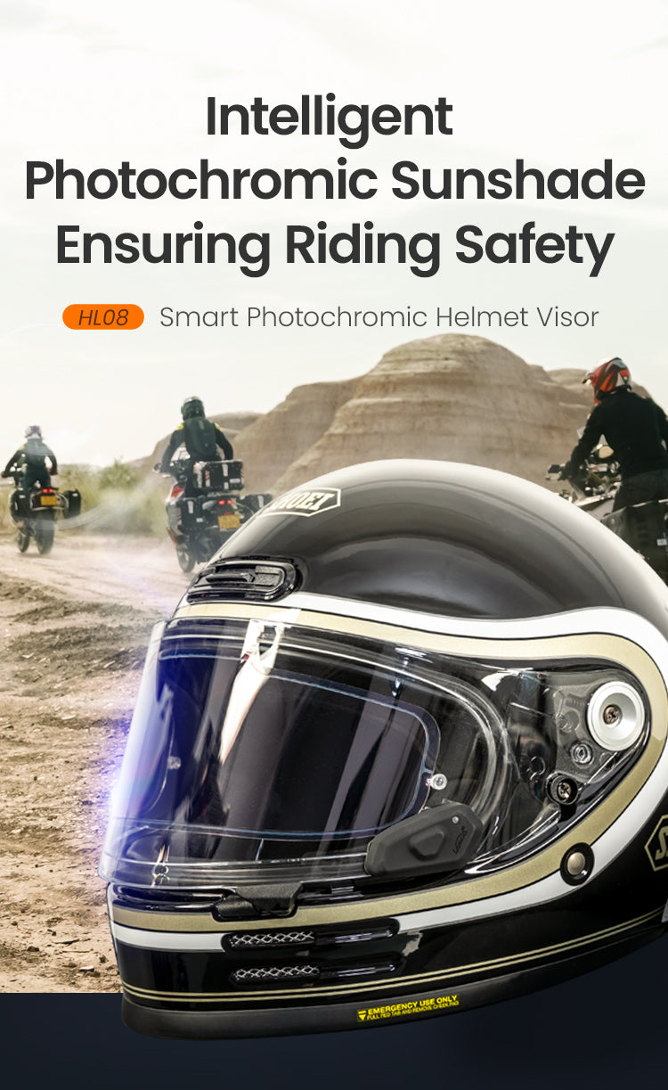 HL08 Smart Electrochromic Helmet Visor – 0.01s Auto Tint, Anti-Fog & Anti-Scratch, Dual Mode Light-Sensing Shield for Most Helmets HL08 Smart Electrochromic Helmet Visor – 0.01s Auto Tint, Anti-Fog & Anti-Scratch, Dual Mode Light-Sensing Shield for Most Helmets