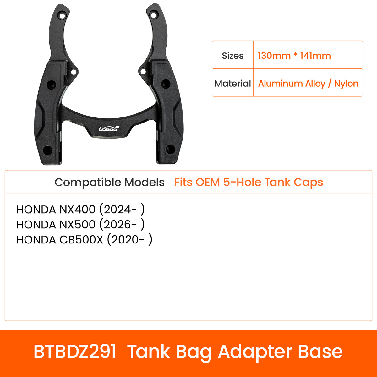 LOBOO BTB20BK アドベンチャーバイク用タンクバッグ、マグネット式クイックリリースシステム＆レインカバー付き、BMW GS・KTM Adventure・Africa Twinに対応する高耐久モデル