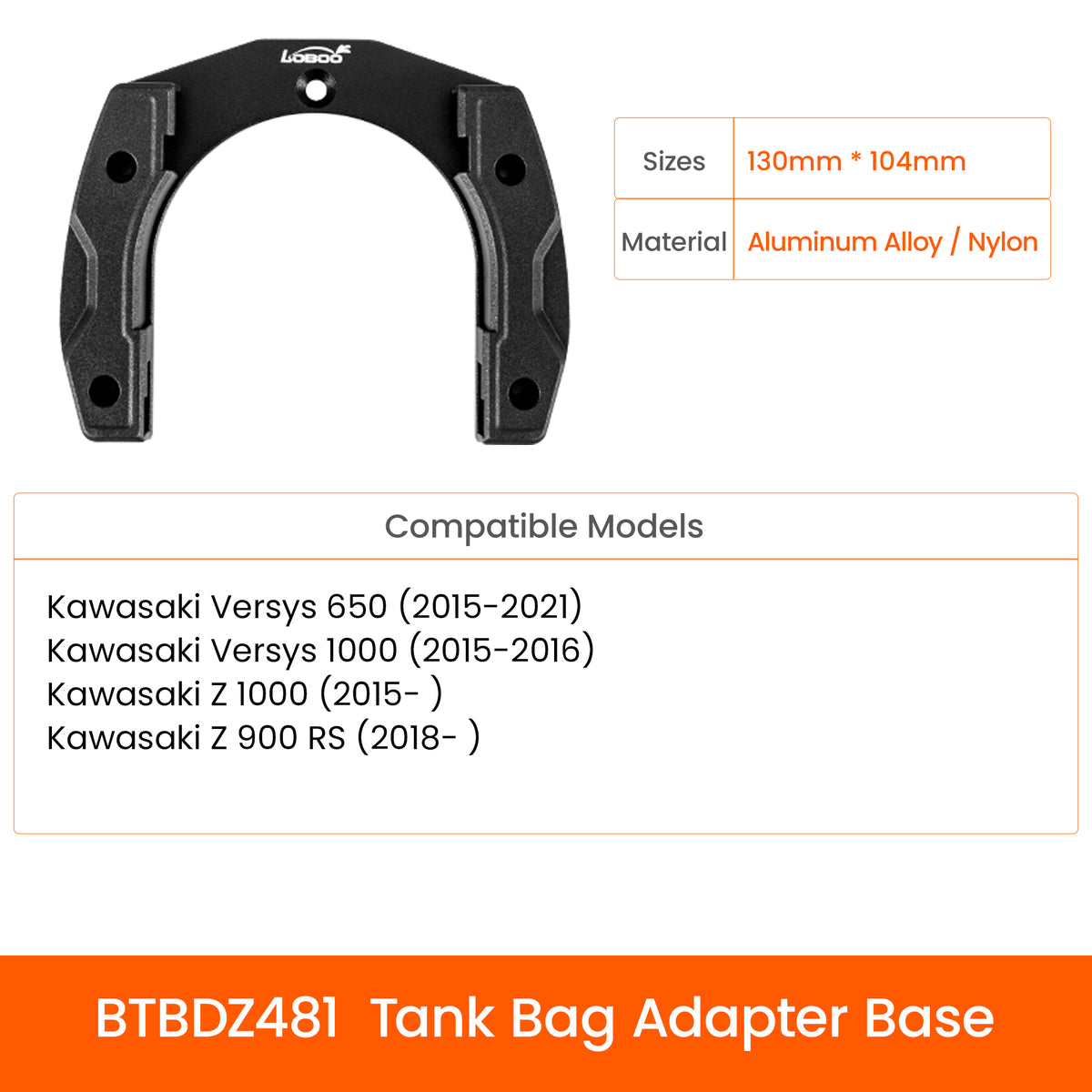 LOBOO BTB20BK アドベンチャーバイク用タンクバッグ、マグネット式クイックリリースシステム＆レインカバー付き、BMW GS・KTM Adventure・Africa Twinに対応する高耐久モデル