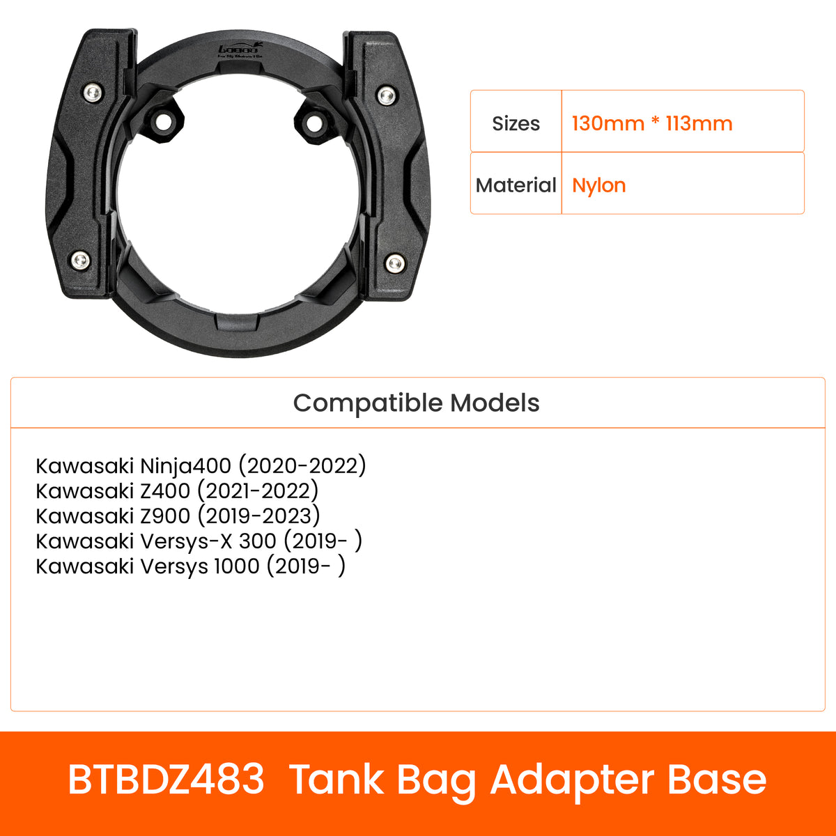 LOBOO BTB20BK アドベンチャーバイク用タンクバッグ、マグネット式クイックリリースシステム＆レインカバー付き、BMW GS・KTM Adventure・Africa Twinに対応する高耐久モデル
