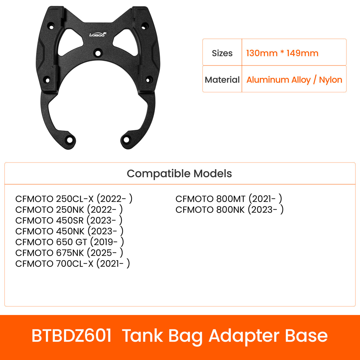 LOBOO BTBDZ601 Tank Bag Adapter Base | Fits CFMOTO Models