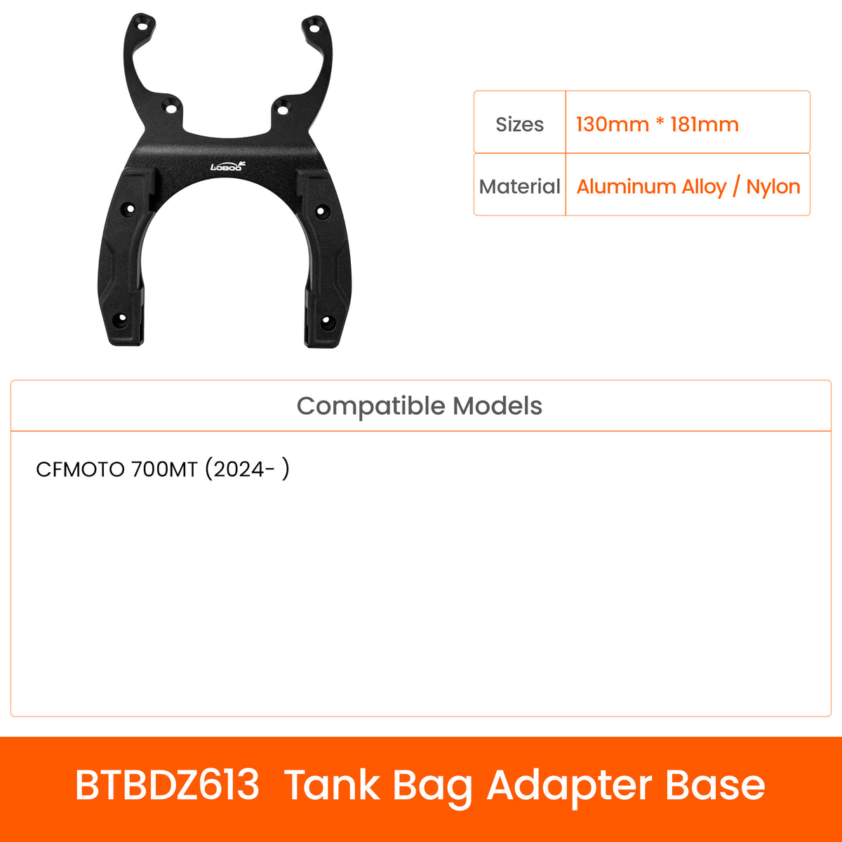 LOBOO BTB20BK adventure-motorcykeltaske til tank med magnetisk quick-release-system og regnslag, robust pasform til BMW GS, KTM Adventure, Africa Twin