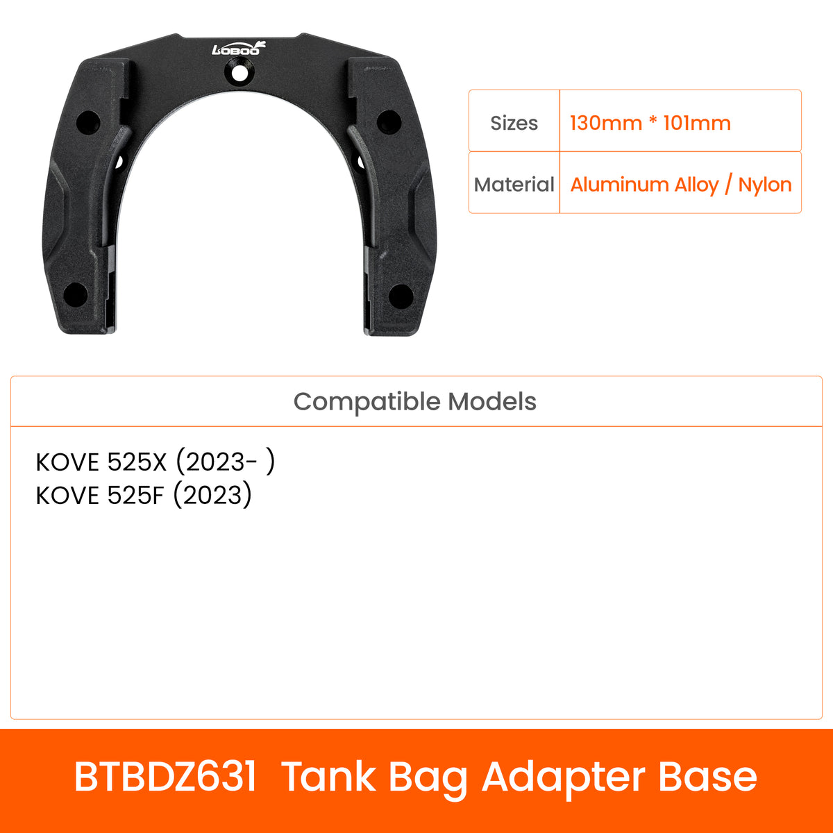 LOBOO BTB20BK adventure-motorcykeltaske til tank med magnetisk quick-release-system og regnslag, robust pasform til BMW GS, KTM Adventure, Africa Twin