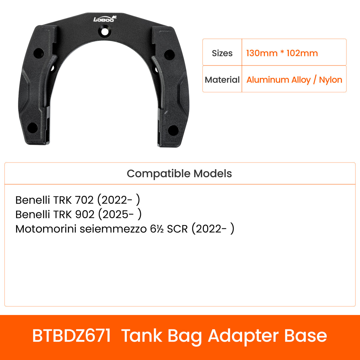 LOBOO BTB20BK アドベンチャーバイク用タンクバッグ、マグネット式クイックリリースシステム＆レインカバー付き、BMW GS・KTM Adventure・Africa Twinに対応する高耐久モデル