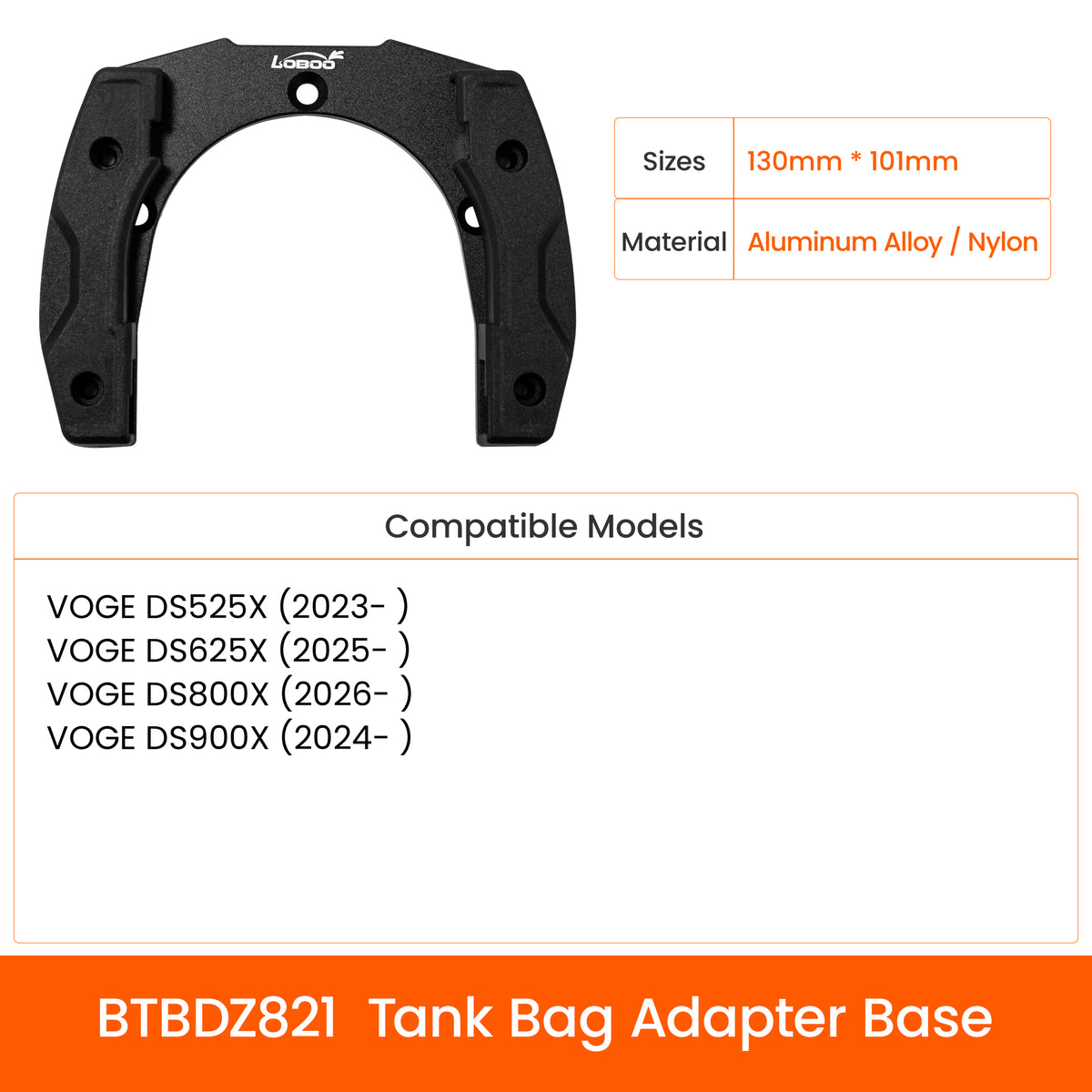 LOBOO BTB20BK アドベンチャーバイク用タンクバッグ、マグネット式クイックリリースシステム＆レインカバー付き、BMW GS・KTM Adventure・Africa Twinに対応する高耐久モデル