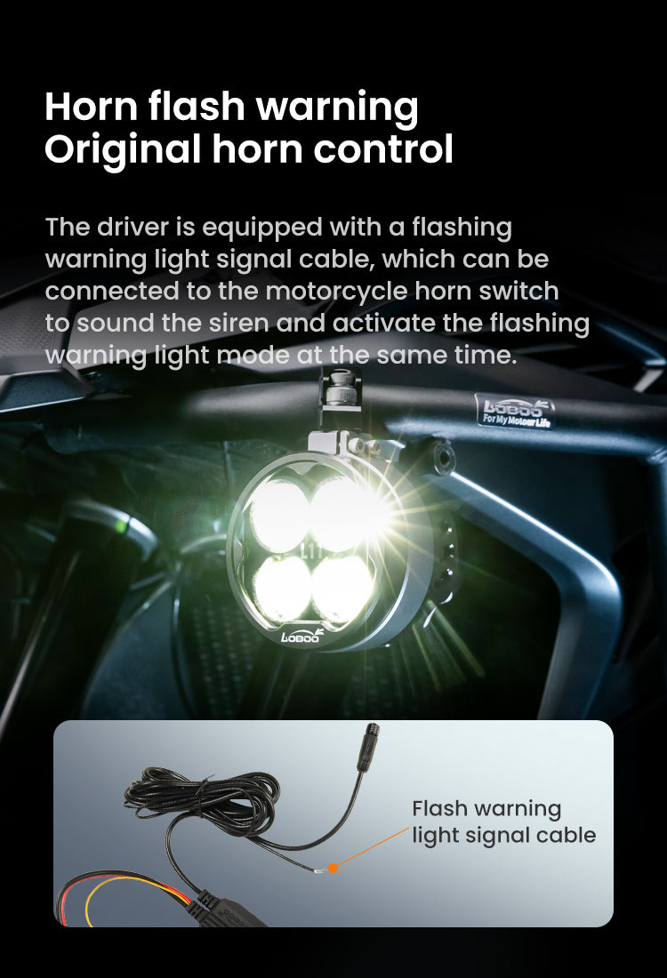 L11 Motorcycle Auxiliary Lights – 15000LM High/Low Beam with 3 Warning Modes, IP68 Waterproof, Intelligent Temp Control (Pair)