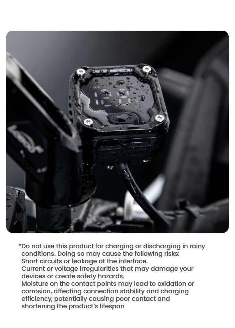 C36 Motorcycle Bi - Directional Battery Charger – 100W PD Fast Charge, Real - Time Voltage Display, IP67 Waterproof, Lead - Acid Repair, Mirror/Adhesive Mount - LOBOO