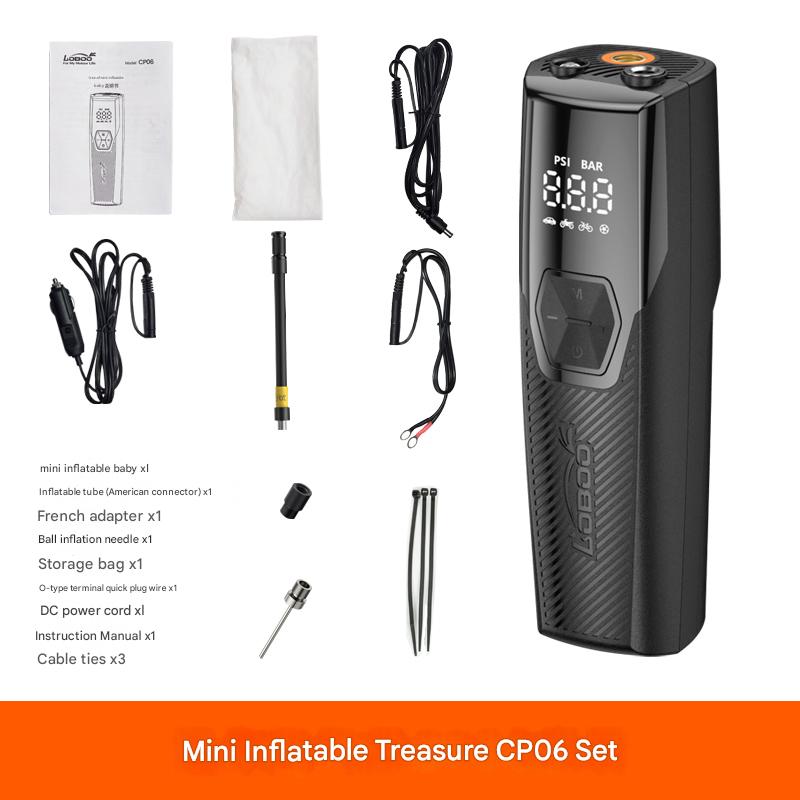 CP06 Portable Motorcycle Air Compressor – Fast Inflation, Multi - Mode Tire Pump with LED Light for Cars, Bikes, Travel & Emergency Use - LOBOO