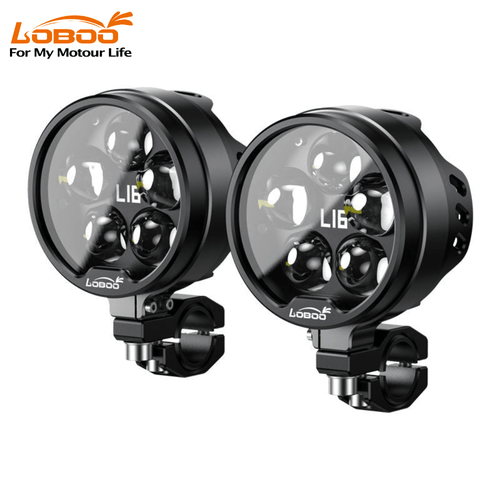 L16 Motorcycle Auxiliary Lights – 19000LM High & Low Beam LEDs, 3-Mode Warning, IP68 Waterproof, Intelligent Temp Control (Pair) - LOBOO
