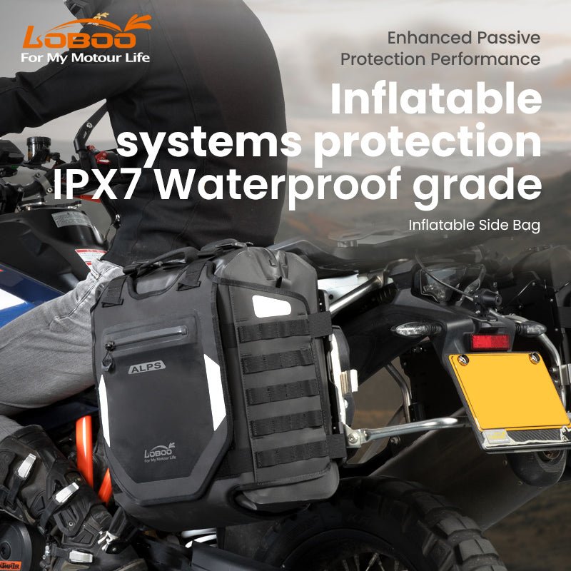 Alps インフレータブル バイクサイドバッグ – 防水TPU、300KG衝撃保護