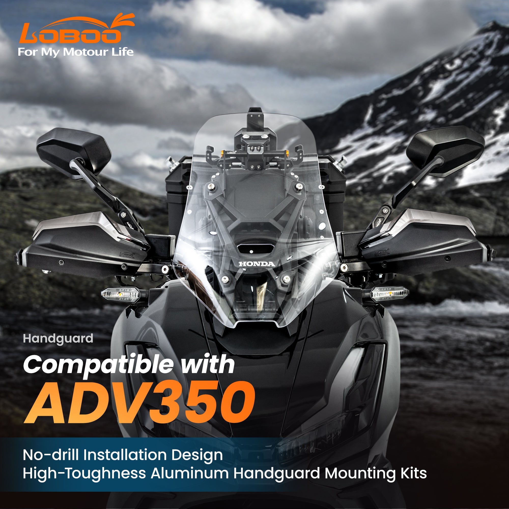 LOBOO Aluminum Handguard Mounting Kit for Honda ADV350 2025 - Photo 1