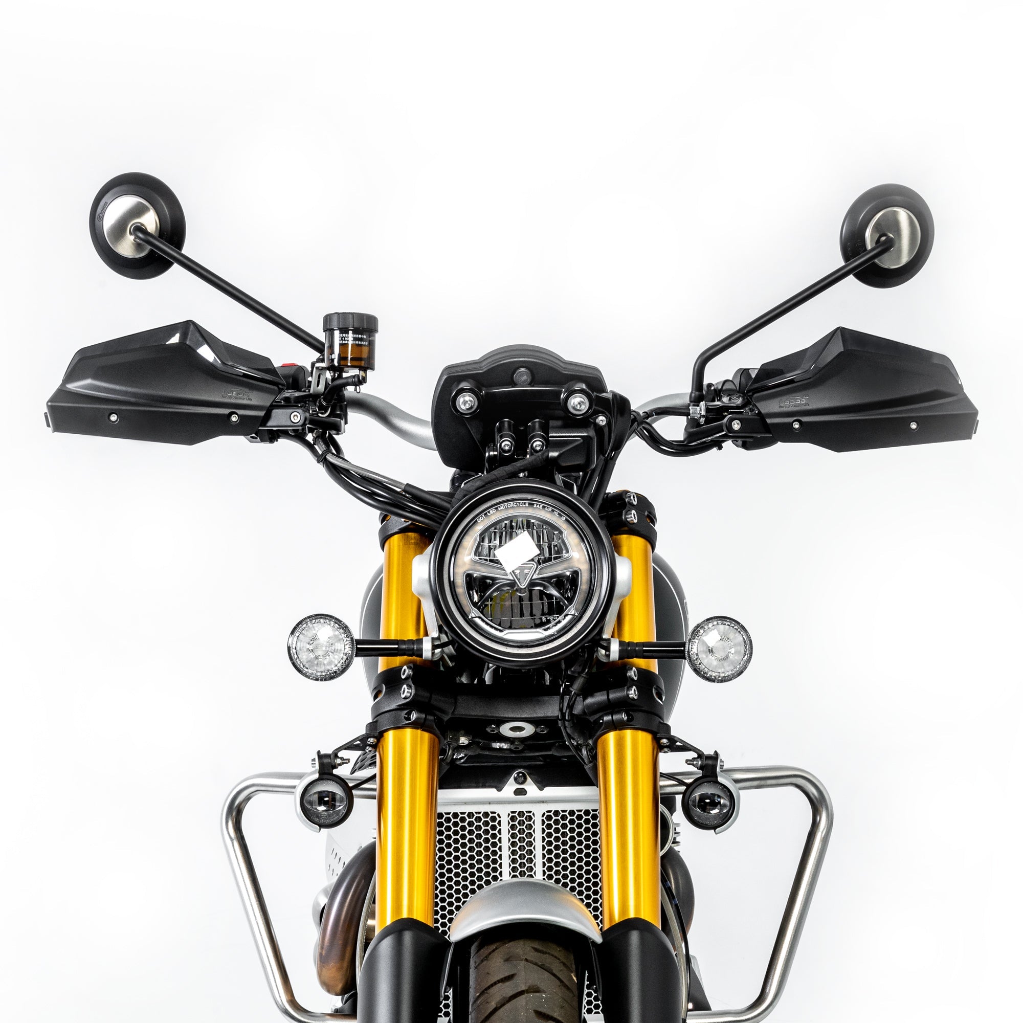 LOBOO Aluminum Handguard System for Triumph Scrambler 1200XE (2024+) | Adjustable Windshield & Impact Sliders - LOBOO