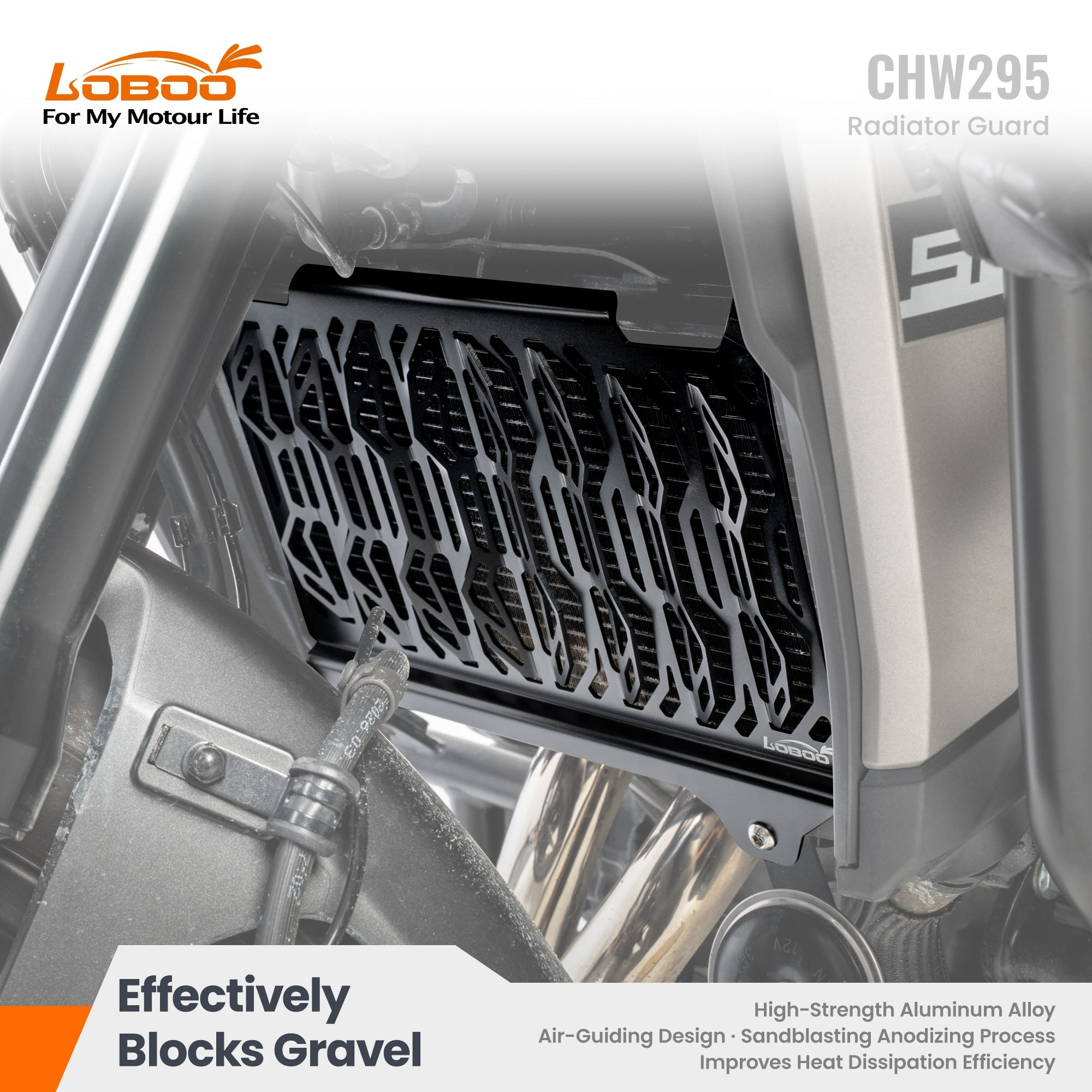 LOBOO Aluminum Radiator Guard for Honda NX500 2026 - Photo 1