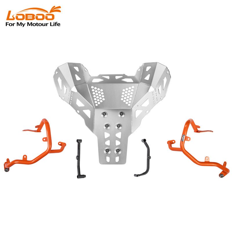 LOBOO Black/Orange Motorcycle Lower Crash Bars & Engine Guard for KTM 790/890 Adventure & Husqvarna Norden 901 - LOBOO