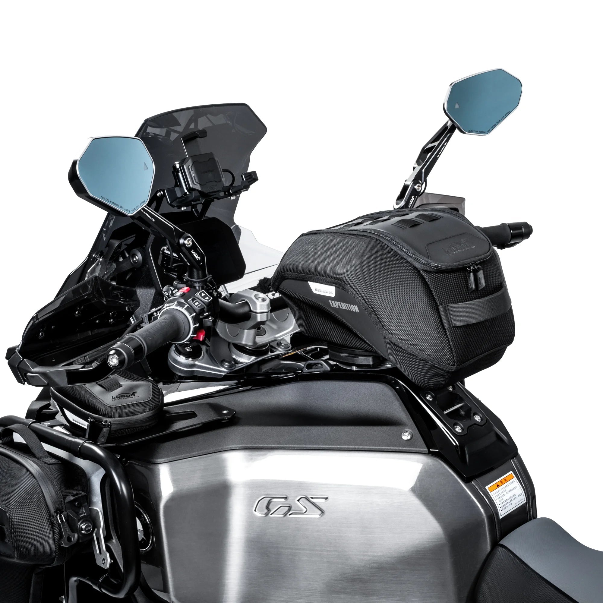 LOBOO BTB20BK Adventure Motorcycle Tank Bag with Magnetic Quick-Release System and Rain Cover, Heavy-Duty Universal Fits for BMW GS, KTM Adventure, Honda Africa Twin - LOBOO