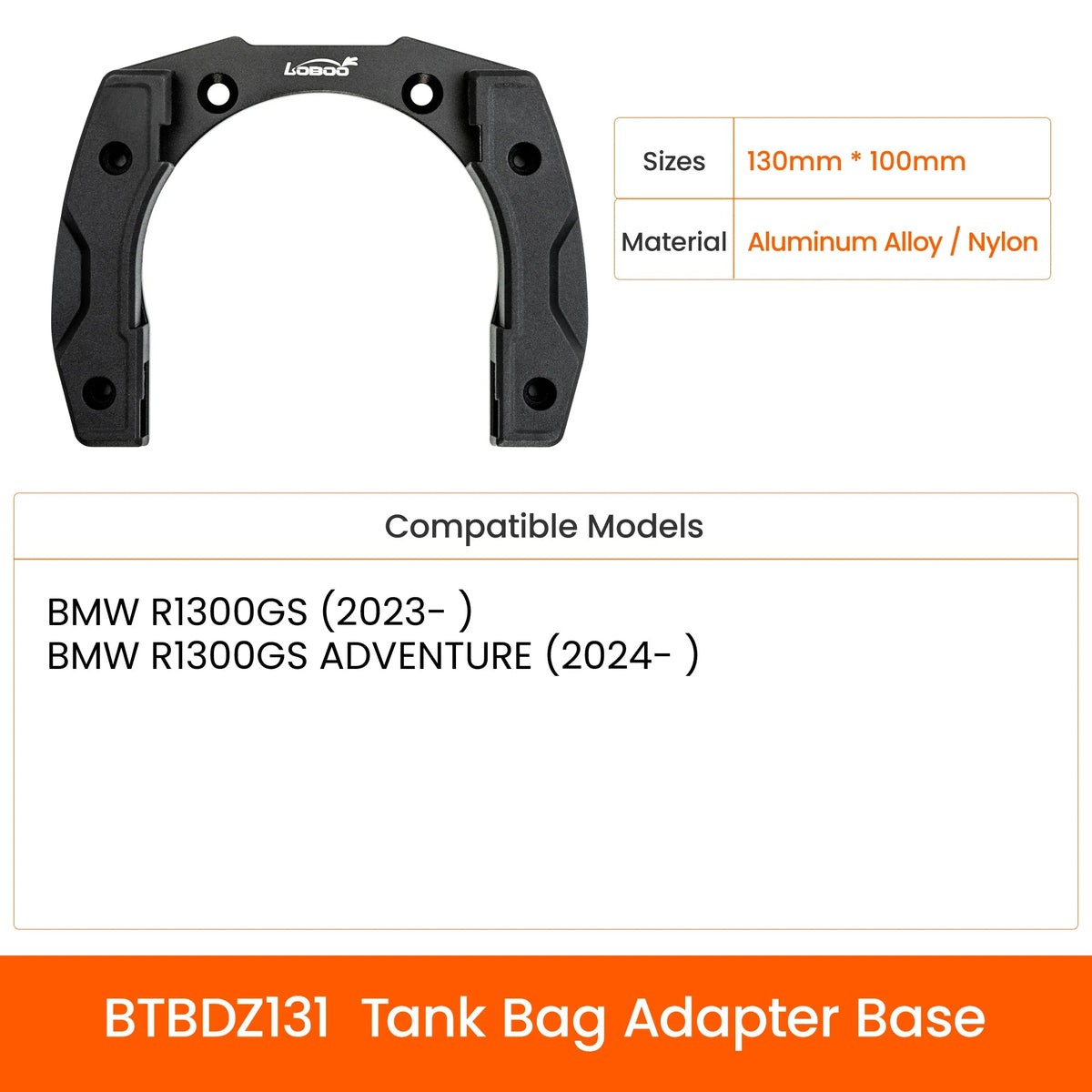 LOBOO BTBDZ131 tank bag adapter base for BMW R1300 GS motorcycles
