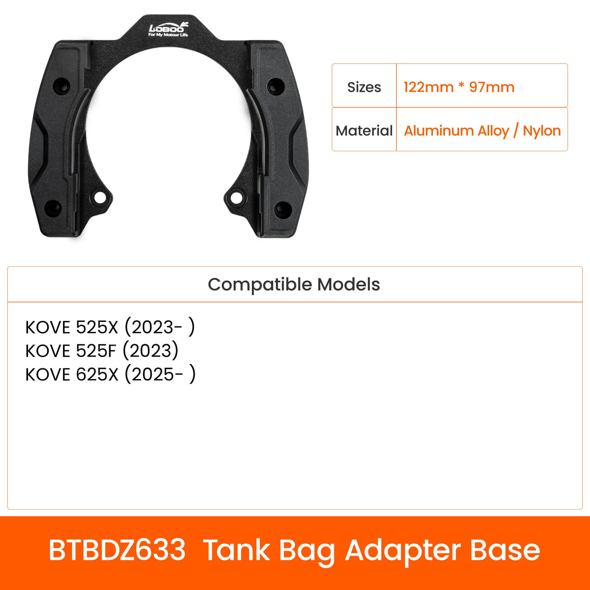 LOBOO BTBDZ633 Tank Bag Adapter Base | KOVE 525X, 525F & 625X - LOBOO