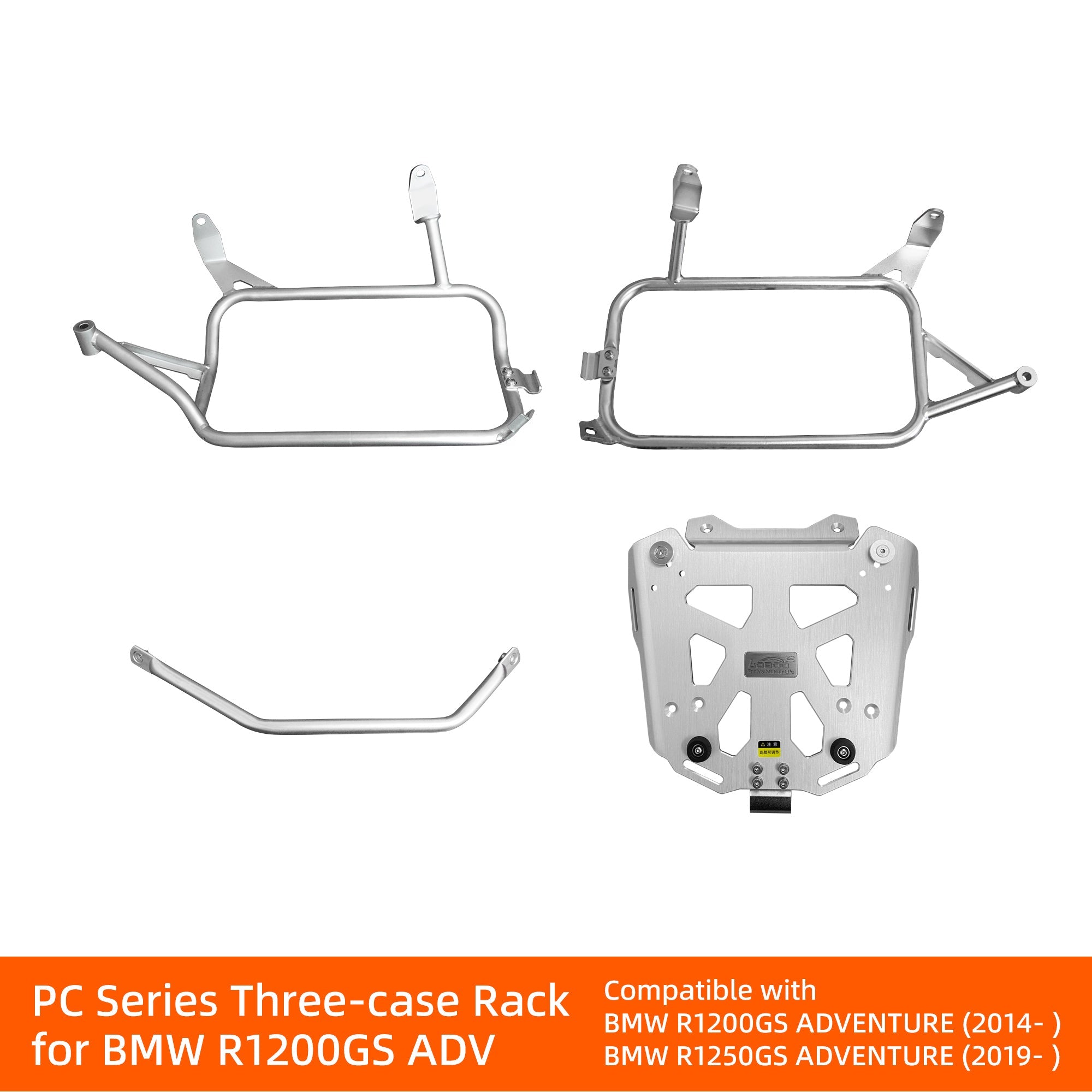 LOBOO CONQUEROR Aluminum Pannier & Top Case Set for BMW R1200GS / R1250GS / ADV (2013 - 2024) - Patented 9 - Point Quick - Release System & Sliding Rack - LOBOO