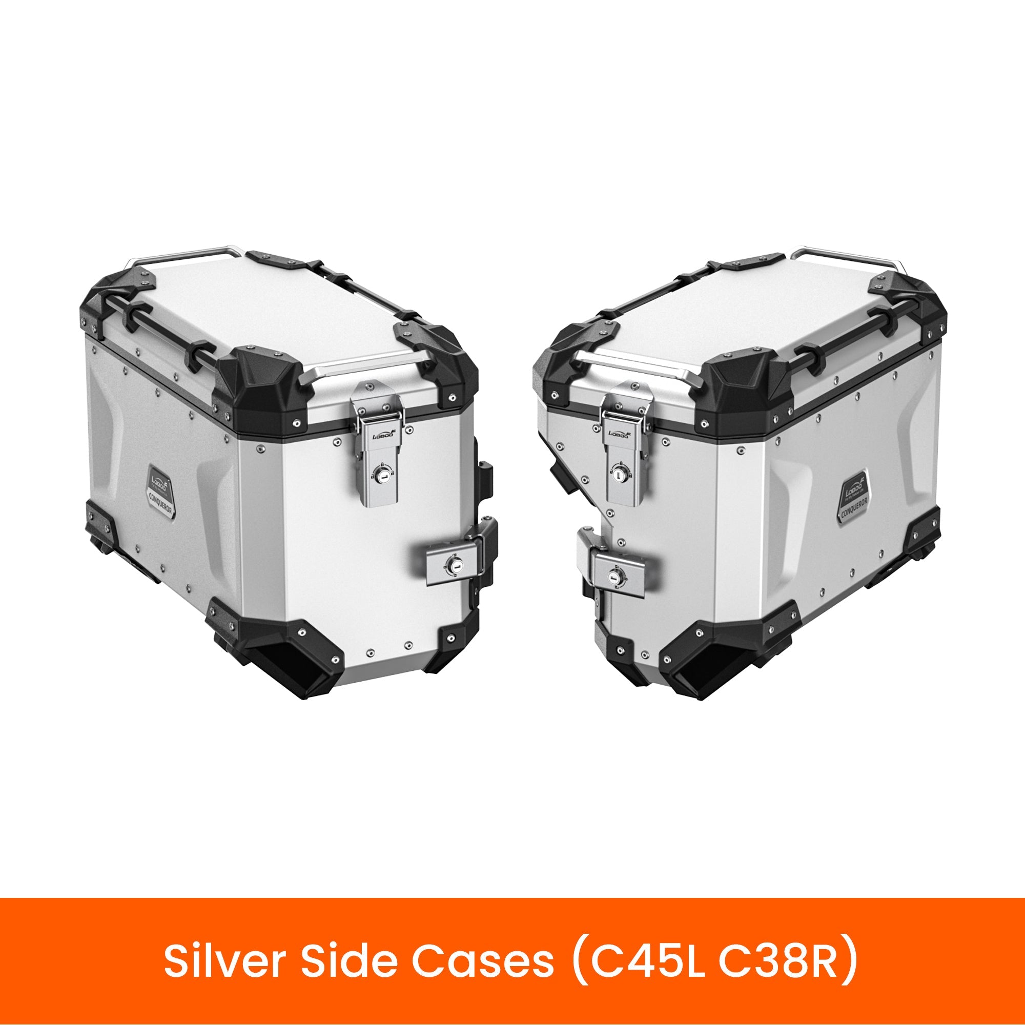 LOBOO CONQUEROR Aluminum Pannier & Top Case Set for BMW R1200GS / R1250GS / ADV (2013 - 2024) - Patented 9 - Point Quick - Release System & Sliding Rack - LOBOO