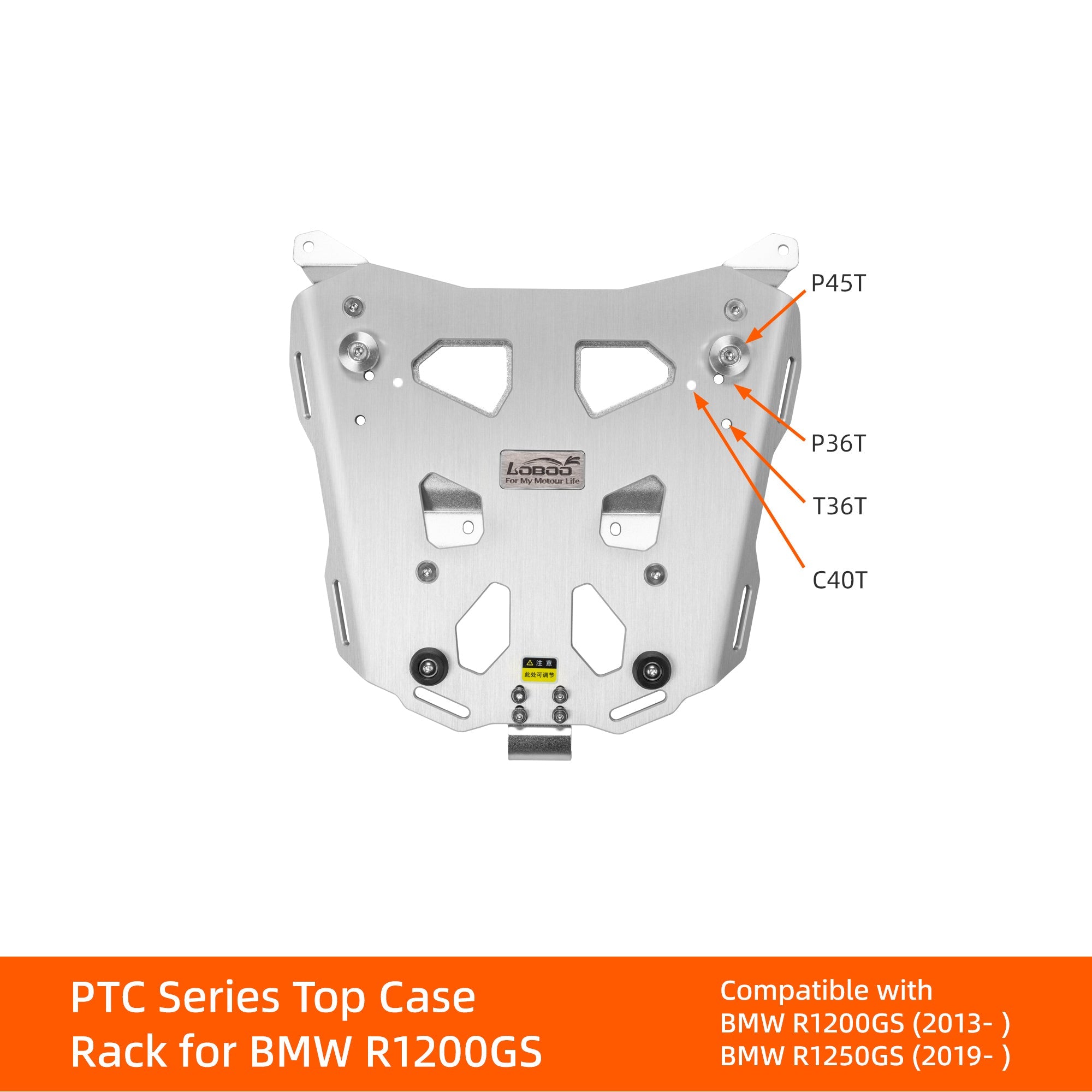 LOBOO CONQUEROR Aluminum Pannier & Top Case Set for BMW R1200GS / R1250GS / ADV (2013 - 2024) - Patented 9 - Point Quick - Release System & Sliding Rack - LOBOO