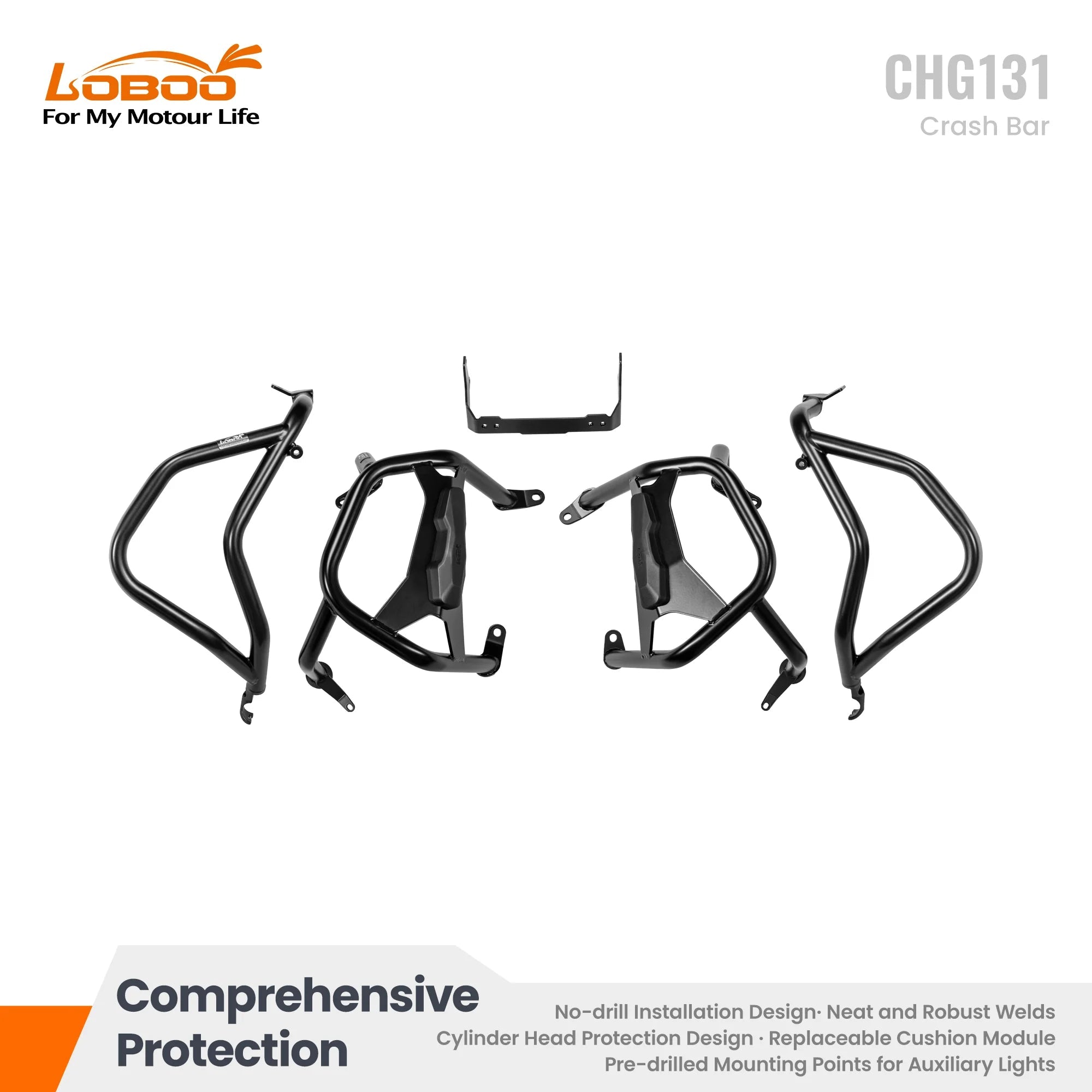 LOBOO CHG131 crash bar full set black for BMW R1300GS 2023+