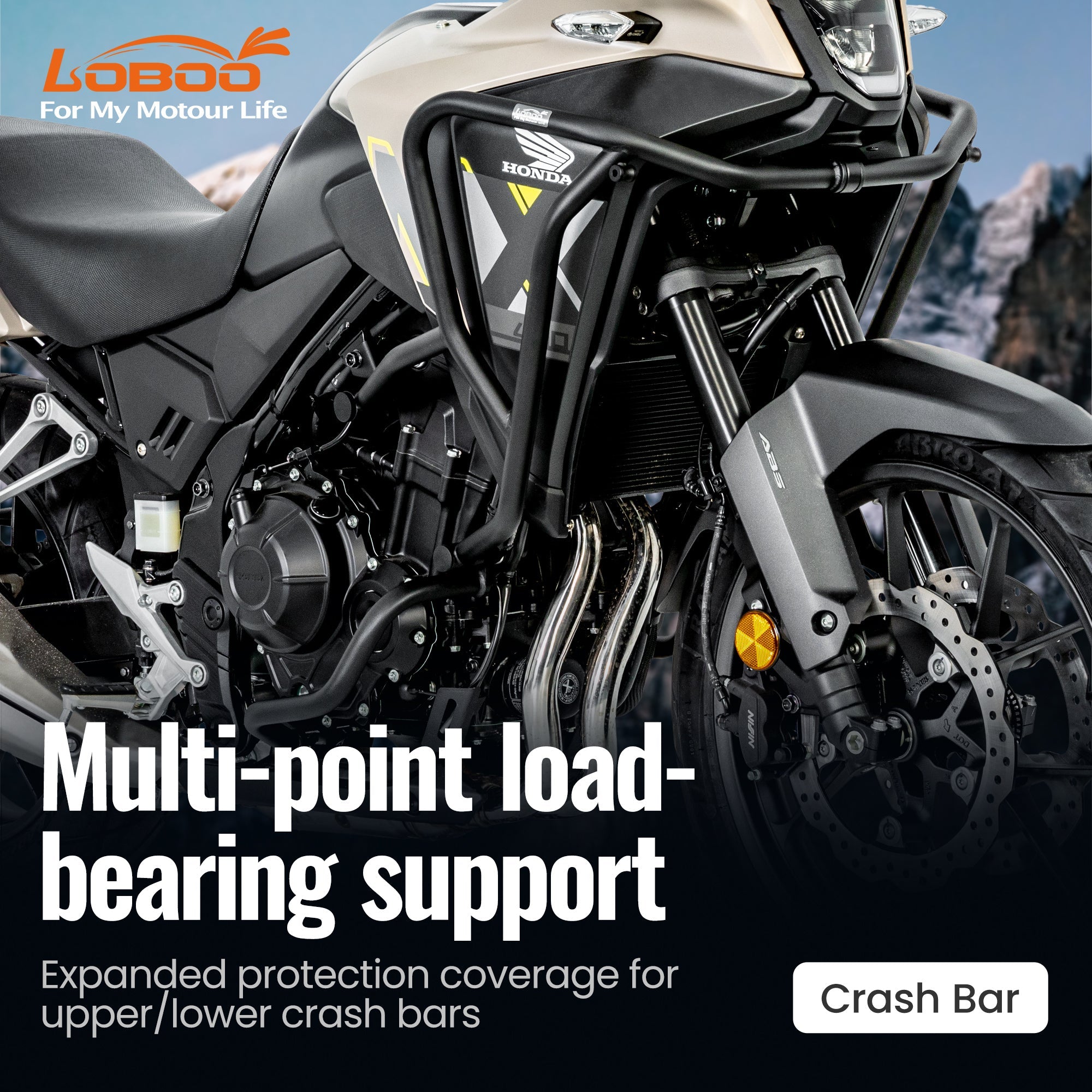 LOBOO Crash Bar for Honda NX400 / NX500 (2024+) | 304 Stainless Steel Engine Guard System - LOBOO