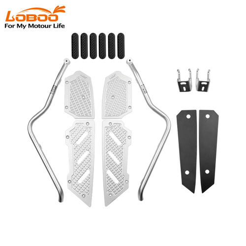 LOBOO Crash Bars for Honda Forza 350 (2021+)/NSS350(2022- ) | Integrated Highway Footrests & Light Mounts | 304 Stainless Steel - LOBOO