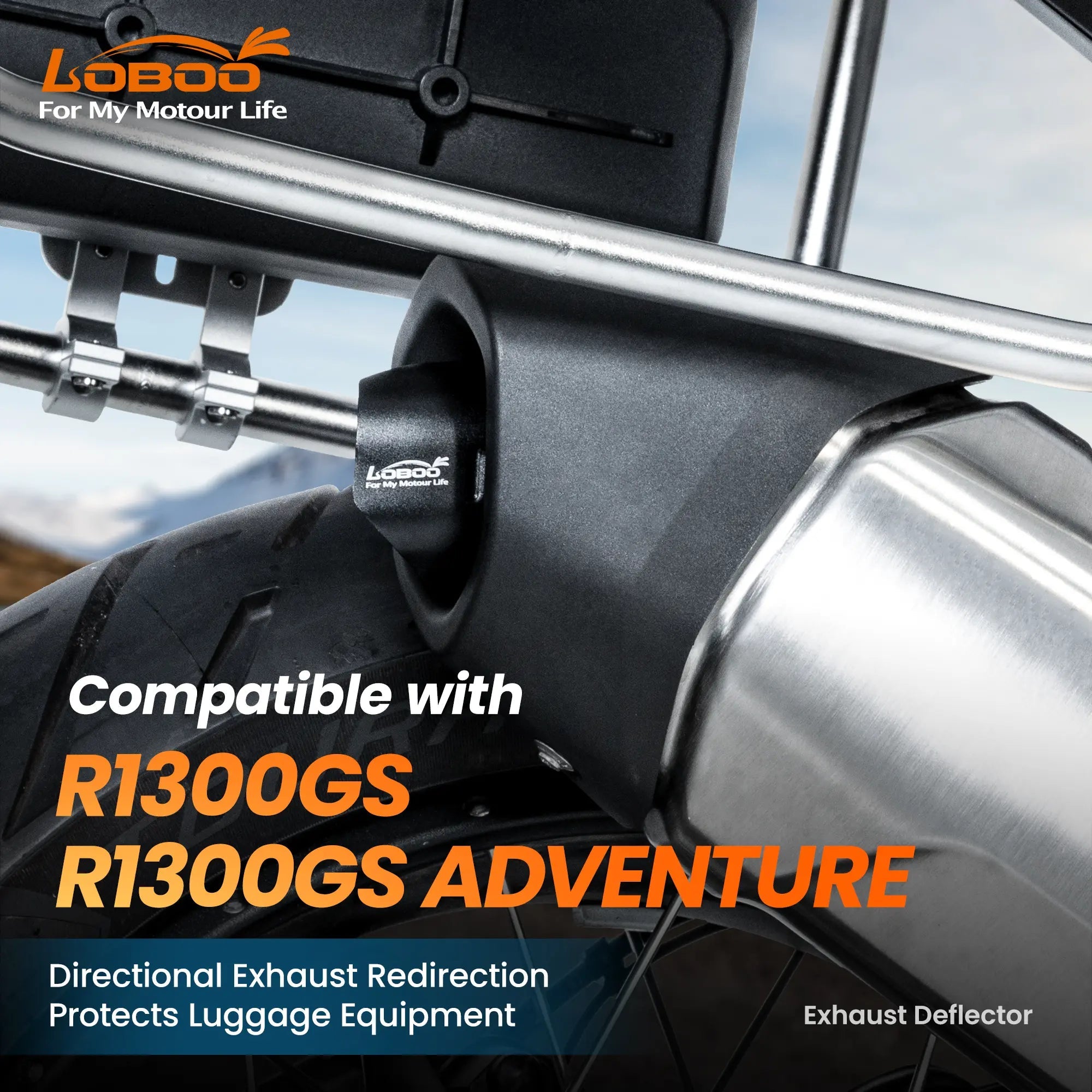 LOBOO Exhaust Deflector for BMW R1300GS / Adventure (2024+) | Luggage Heat Shield - LOBOO