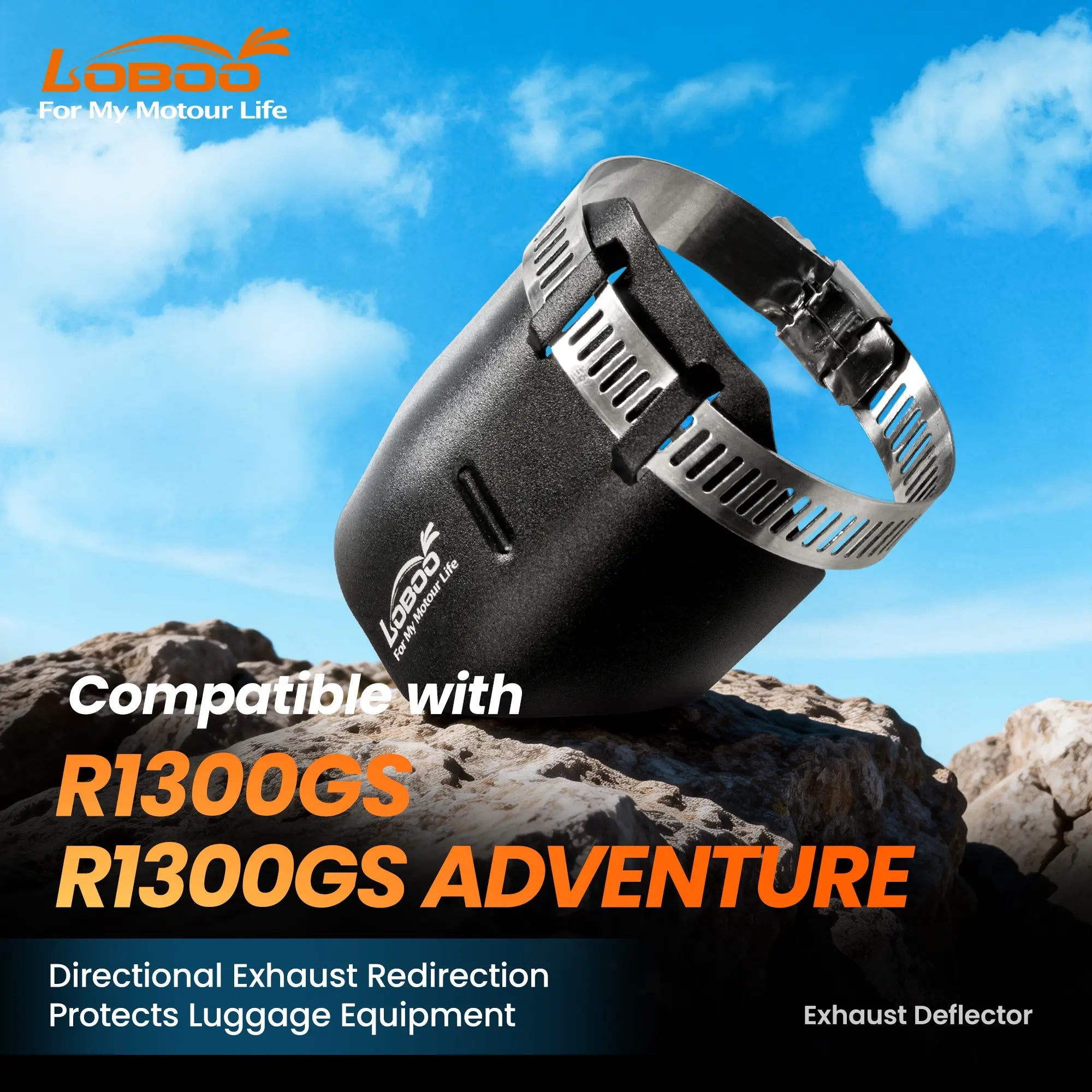 LOBOO Exhaust Deflector for BMW R1300GS / Adventure (2024+) | Luggage Heat Shield - LOBOO