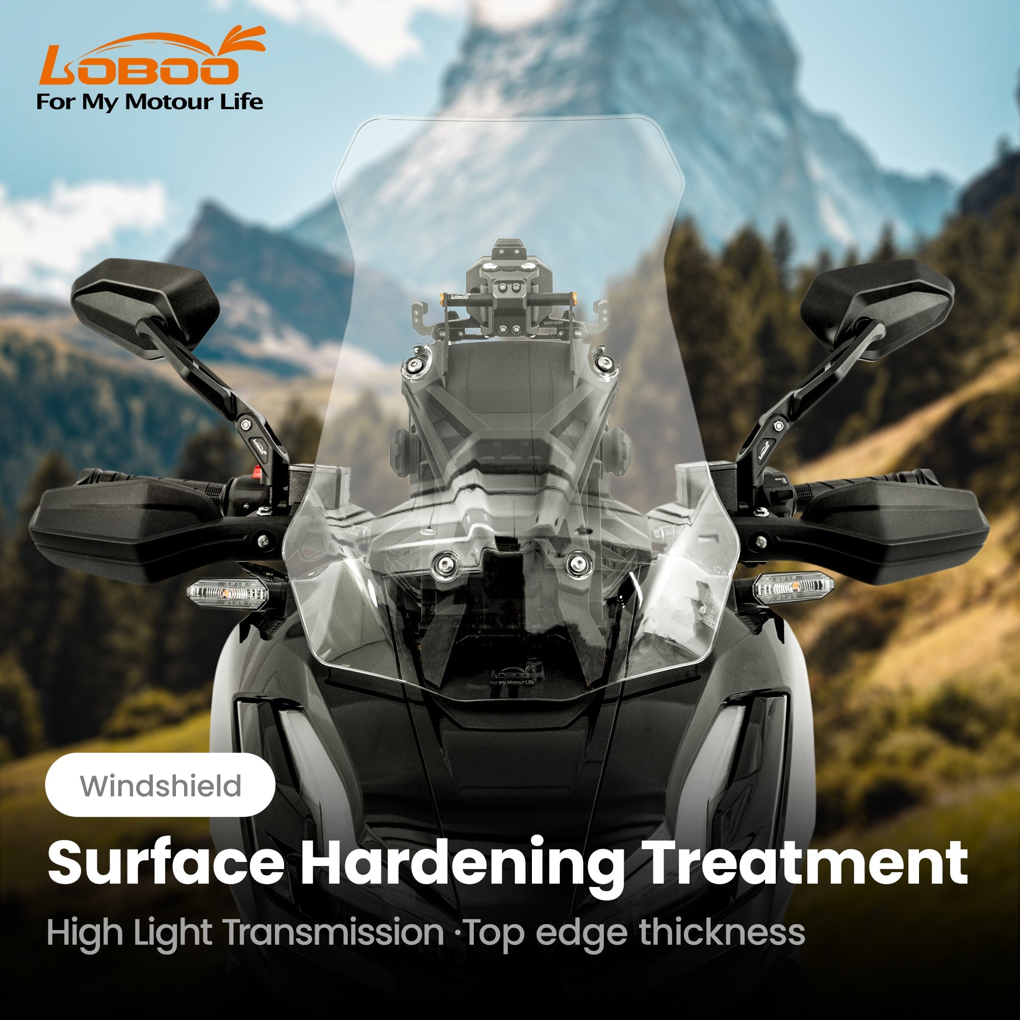 LOBOO High - Strength PC Windshield for Honda ADV350 (2025+) | Transparent & Light Gray - LOBOO