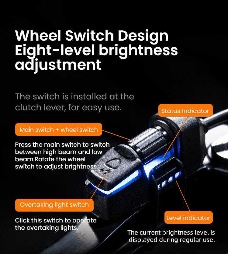L11 Motorcycle Auxiliary Lights – 15000LM High/Low Beam with 3 Warning Modes, IP68 Waterproof, Intelligent Temp Control (Pair)
