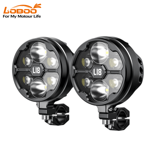 LOBOO L18S High & Low Beam LED Auxiliary Light Kit - 21000 Lumens - Dual Color Temperature for Universal ADV Motorcycles & BMW R1250GS, R1200GS, F850GS - LOBOO