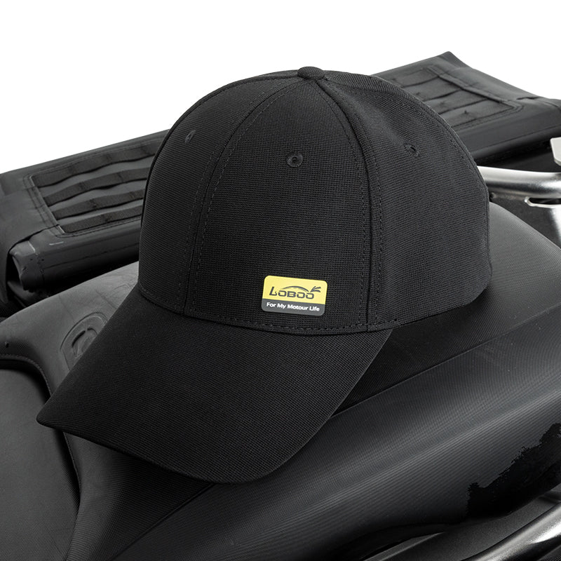 LOBOO Outdoor Sunshade Cap (XZM08BK) | Breathable Polyester Baseball Hat with Silicone Logo - LOBOO