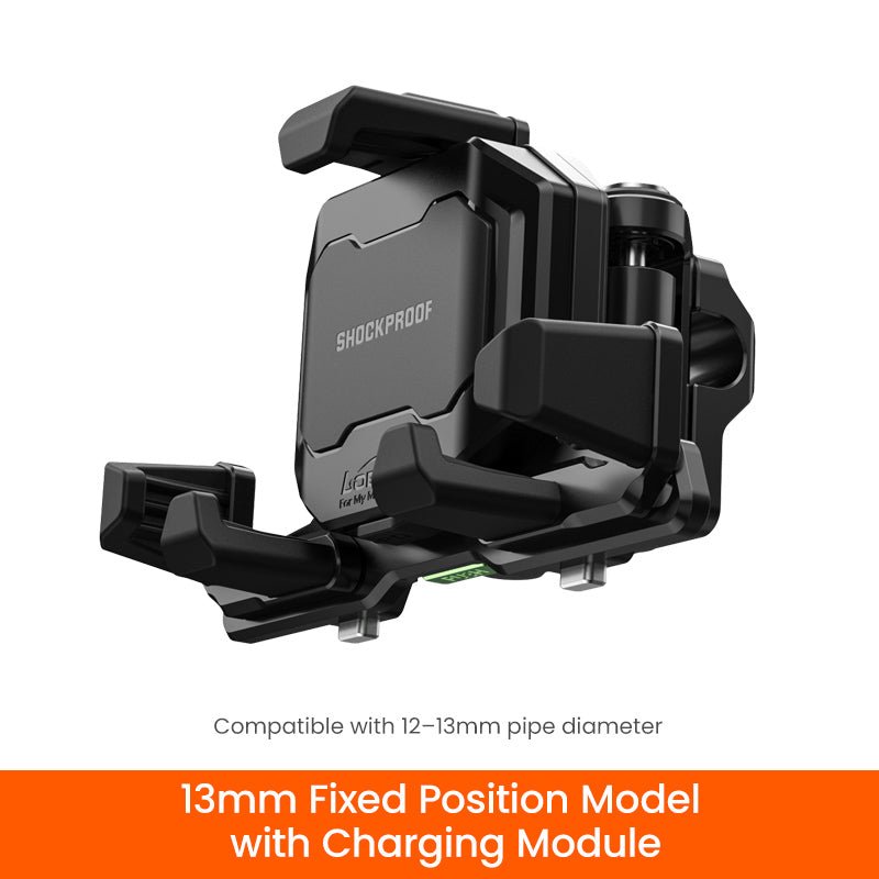 LOBOO PH06 Anti - Vibration Phone Mount - Magnetic Damping + 15W Wireless Charging - Aluminum Motorcycle Holder (Fits 4.7" - 7.2" Phones) - LOBOO