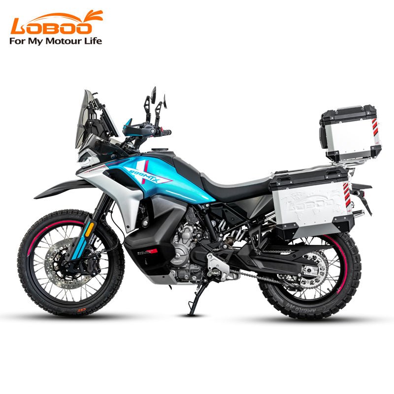 LOBOO Pike Tracker Aluminum Case System for CFMOTO 800MT - X (2024+) | Exhaust - Cutout Panniers & Top Box - LOBOO