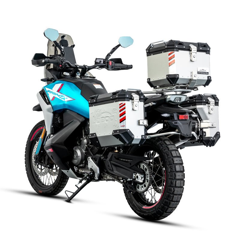 LOBOO Pike Tracker Aluminum Case System for CFMOTO 800MT - X (2024+) | Exhaust - Cutout Panniers & Top Box - LOBOO