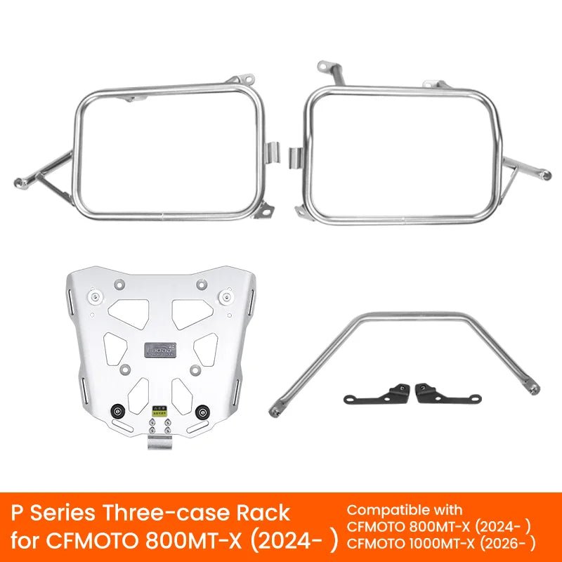 LOBOO Pike Tracker Aluminum Case System for CFMOTO 800MT-X (2024+) | Exhaust-Cutout Panniers & Top Box - LOBOO