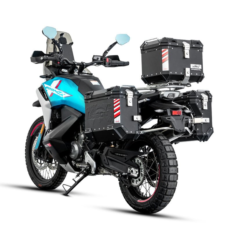 LOBOO Pike Tracker Aluminum Case System for CFMOTO 800MT - X (2024+) | Exhaust - Cutout Panniers & Top Box - LOBOO
