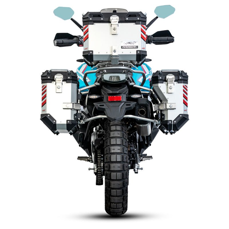 LOBOO Pike Tracker Aluminum Case System for CFMOTO 800MT - X (2024+) | Exhaust - Cutout Panniers & Top Box - LOBOO