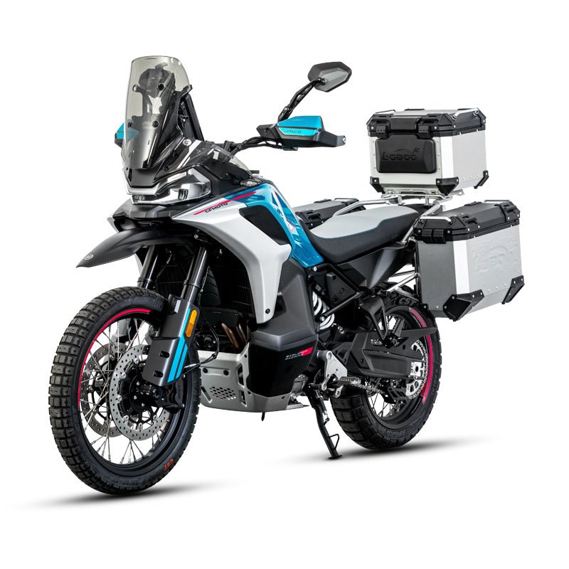 LOBOO Pike Tracker Aluminum Case System for CFMOTO 800MT - X (2024+) | Exhaust - Cutout Panniers & Top Box - LOBOO