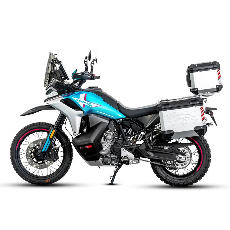 LOBOO Pike Tracker Aluminum Case System for CFMOTO 800MT - X (2024+) | Exhaust - Cutout Panniers & Top Box - LOBOO