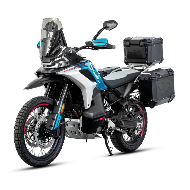 LOBOO Pike Tracker Aluminum Case System for CFMOTO 800MT - X (2024+) | Exhaust - Cutout Panniers & Top Box - LOBOO
