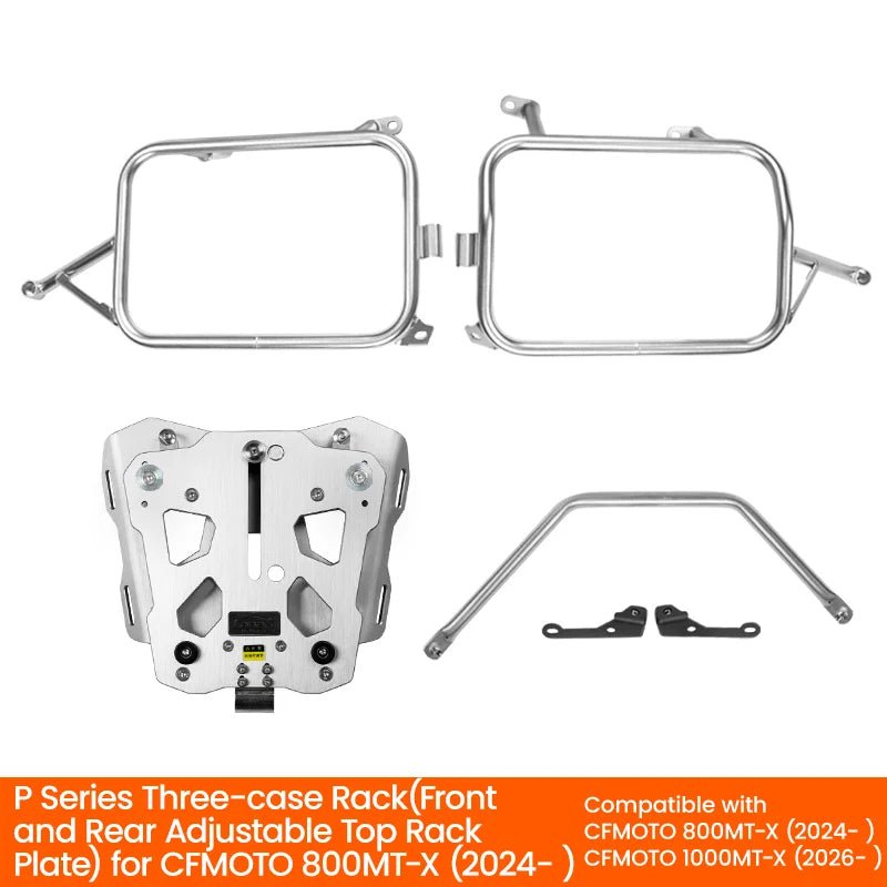 LOBOO Pike Tracker Aluminum Case System for CFMOTO 800MT-X (2024+) | Exhaust-Cutout Panniers & Top Box - LOBOO