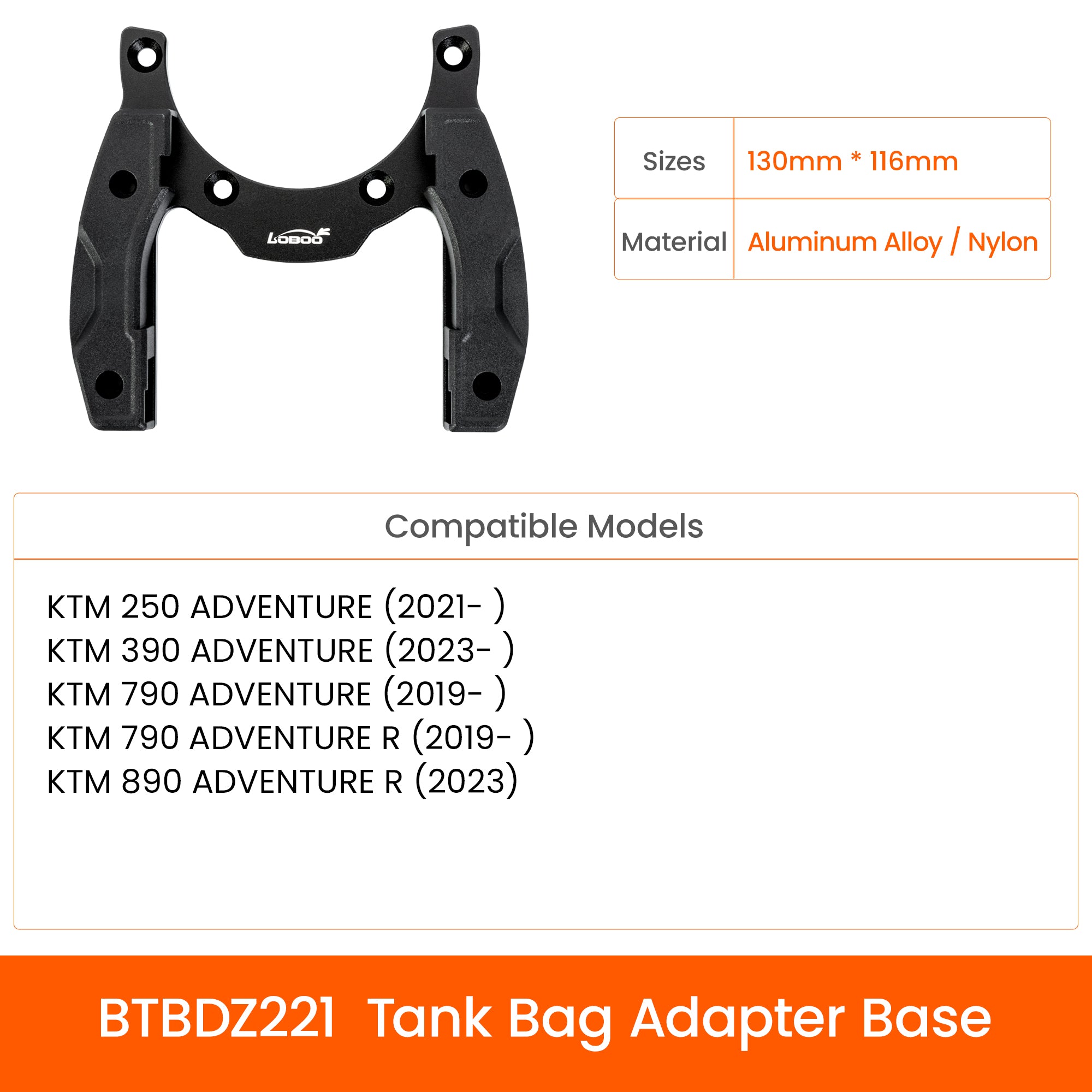 LOBOO Quick - Lock Tank Bag (Expandable) | 2520D Ballistic Nylon Adventure Luggage for BMW, KTM & Ducati - LOBOO