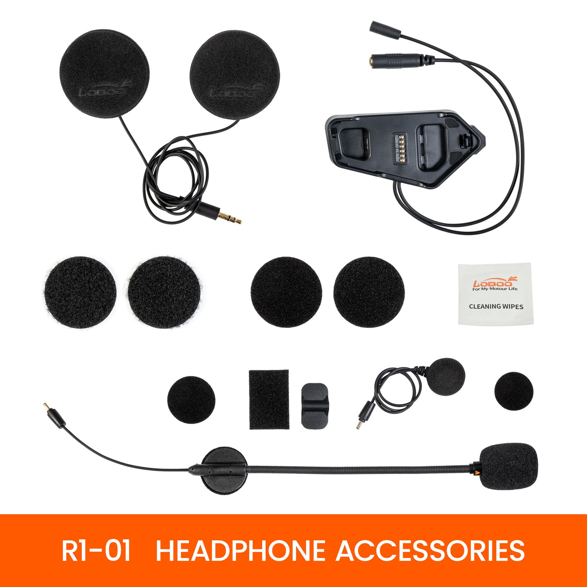 LOBOO R1X Motorcycle Helmet Headset - 45mm Speakers & CVC Noise Cancellation - LOBOO
