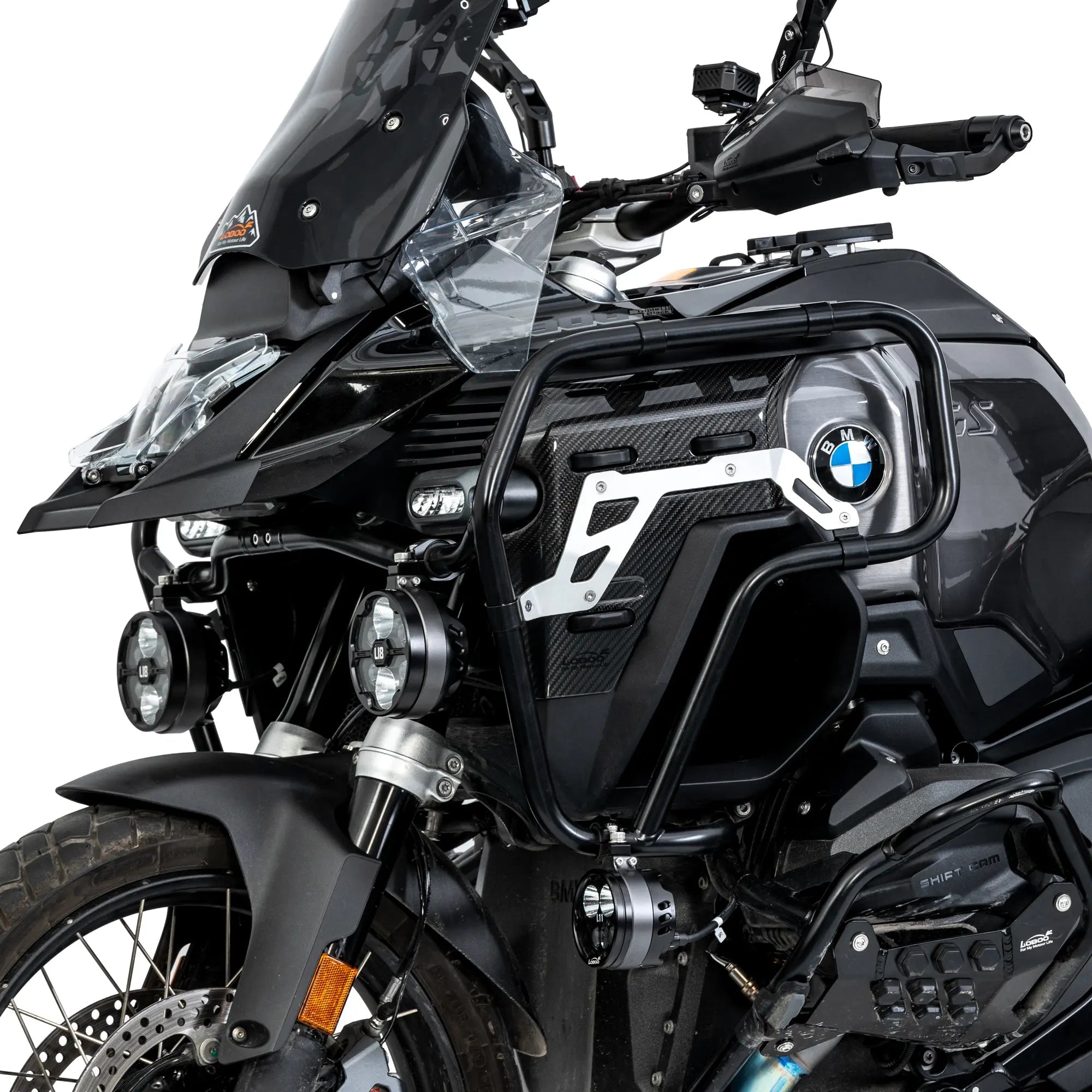 LOBOO Real Carbon Fiber Radiator Guards for BMW R1300GS ADV (2024 - ) | Lightweight Protective Cover & Bag Mounts - LOBOO
