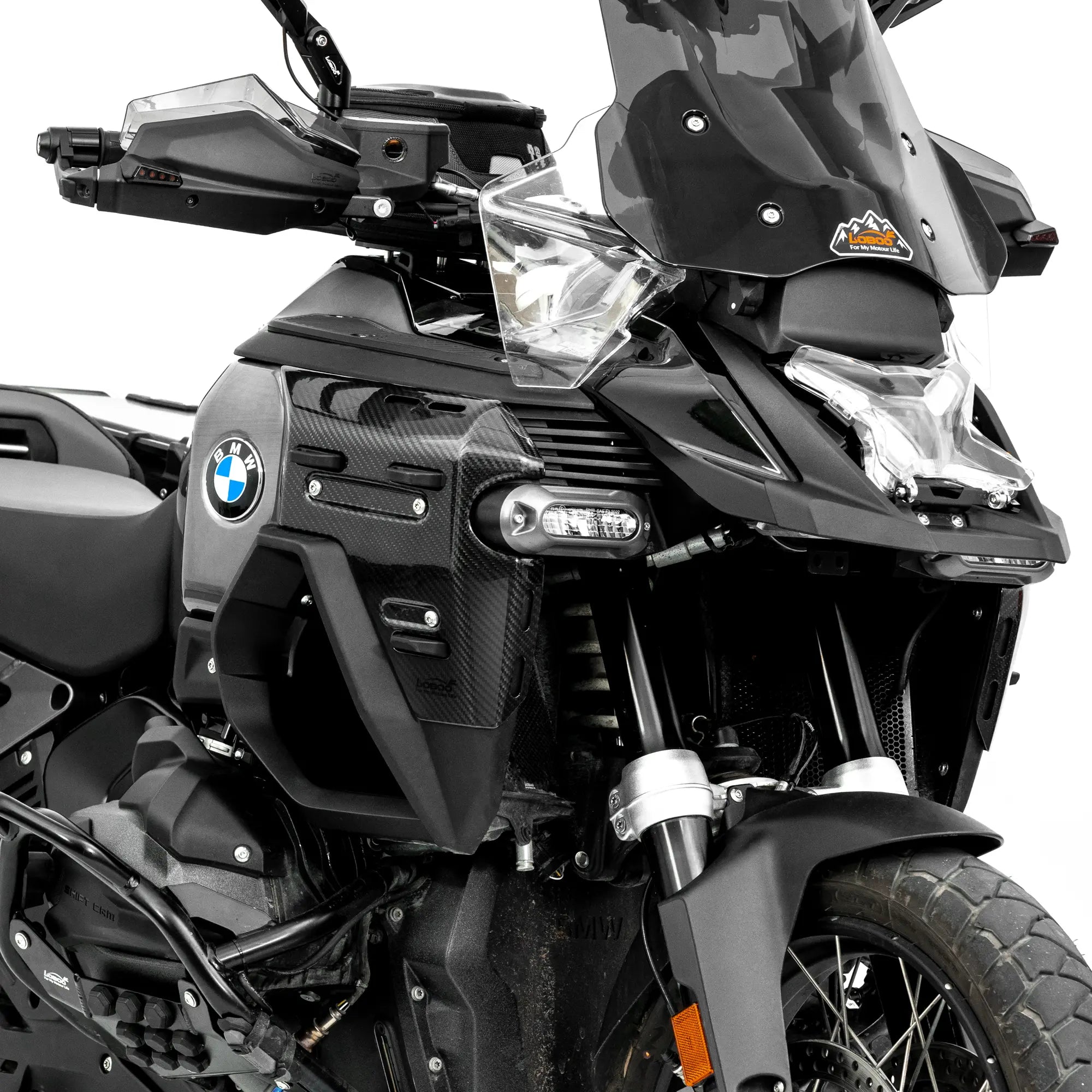 LOBOO Real Carbon Fiber Radiator Guards for BMW R1300GS ADV (2024 - ) | Lightweight Protective Cover & Bag Mounts - LOBOO