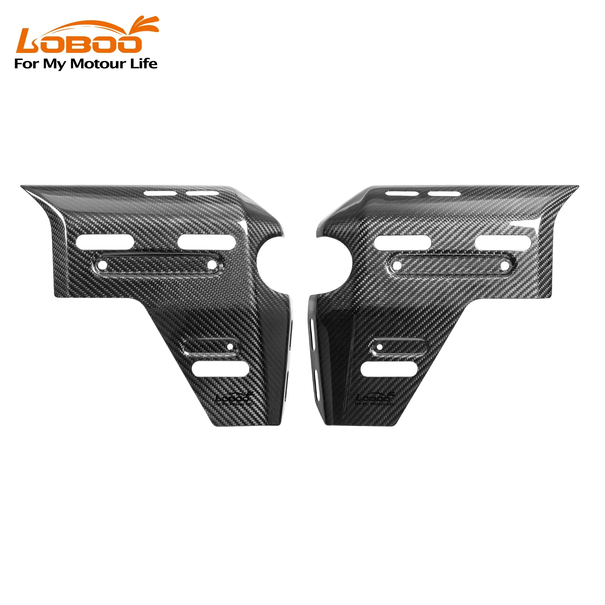 LOBOO Real Carbon Fiber Radiator Guards for BMW R1300GS ADV (2024 - ) | Lightweight Protective Cover & Bag Mounts - LOBOO