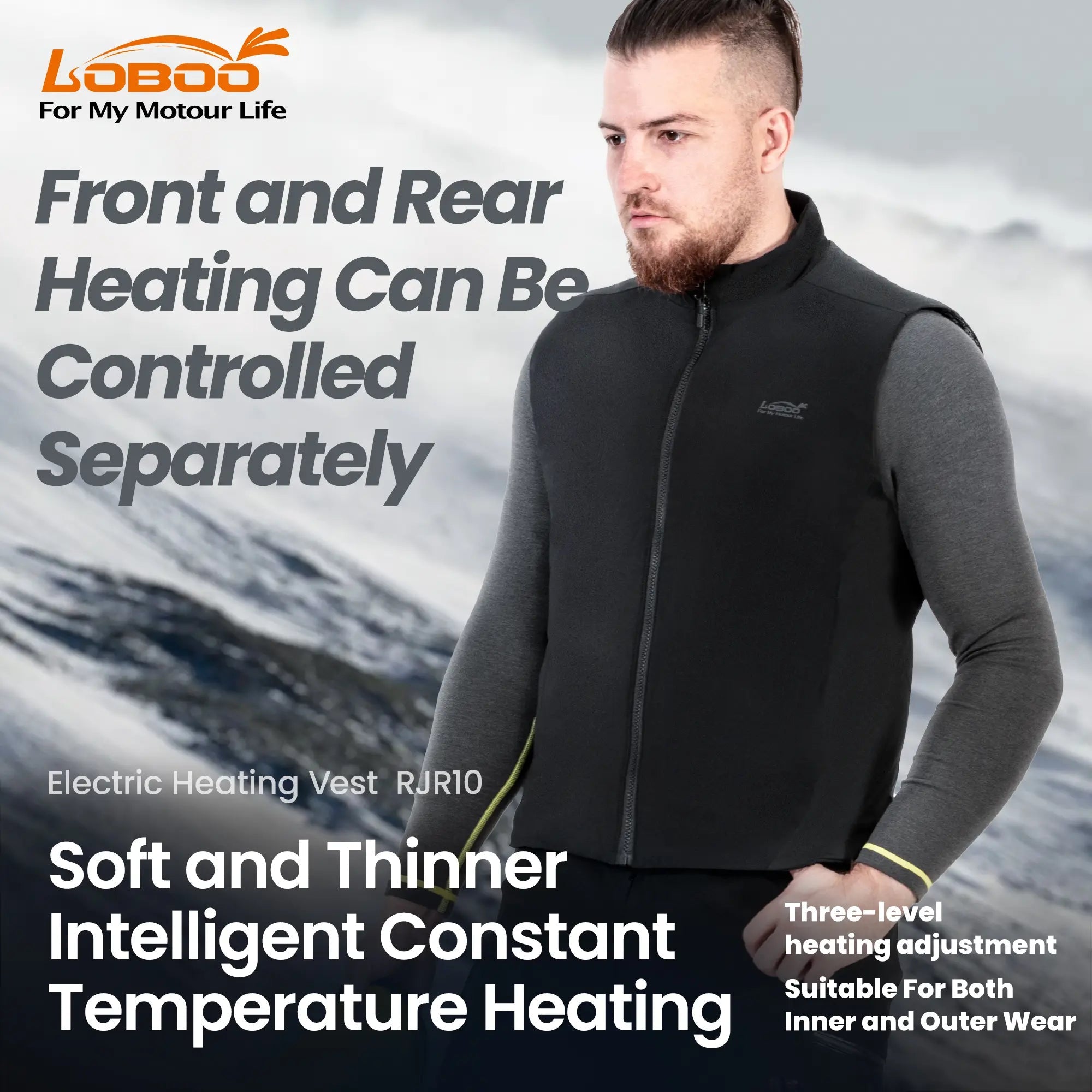 LOBOO RJR10 Electric Heating Vest | 3M Thinsulate & Carbon Fiber Smart Warmer with Dual - Zone Control - LOBOO